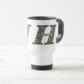 Mug De Voyage Fleurs d'hydrangea personnalisées avec initiale de (Devant droit)