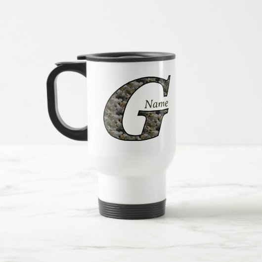 Mug De Voyage Fleurs d'hydrangea personnalisées avec initiale de (Gauche)