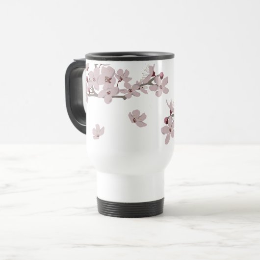 Mug De Voyage Fleurs flottantes de fleurs de cerisiers (Devant gauche)