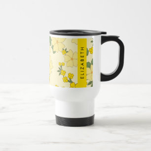 Mug De Voyage Fleurs Jaunes, Motif De Fleurs, Votre Nom