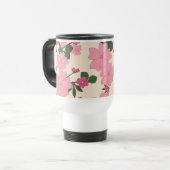 Mug De Voyage Fleurs Roses, Motif De Fleurs, Votre Nom (Devant gauche)