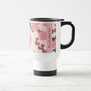 Mug De Voyage Fleurs Roses, Motif De Fleurs, Votre Nom