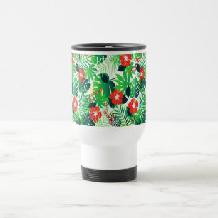Mug De Voyage Fleurs tropicales rouges