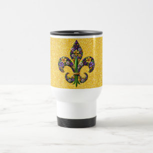 Mug De Voyage Floral Mardi Gras fleur de lis