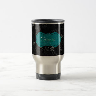 Mug De Voyage Floral noir 15 oz. Coupe de Musique de Voyage en a