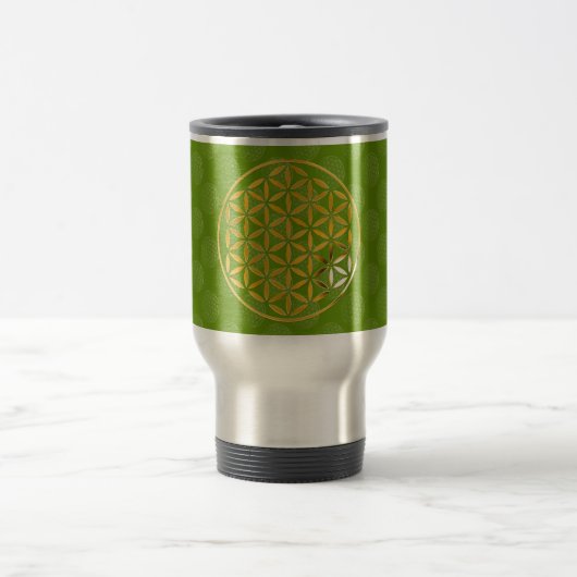 Mug De Voyage Flower Of LIFE 1 - or stamp | green pattern (Centre)