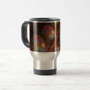 Mug De Voyage Fluorescent coloré Abstrait Trippy Brown Fractal