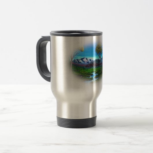 Mug De Voyage Flux paysager des Rocheuses | Forêt d'arbres (Devant gauche)
