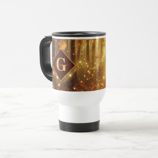 Mug De Voyage Forêt automnale dorée personnalisée (Devant gauche)