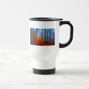 Mug De Voyage Forêt peinte Automne Brouillard bleu