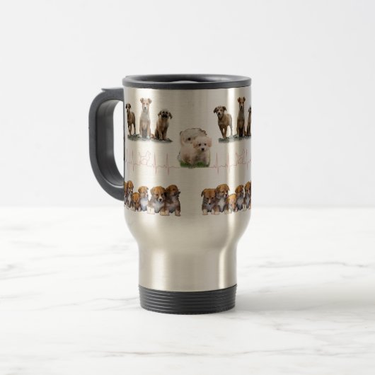 Mug De Voyage Forfait Chiens, Forfait Chiens Amoureux (Devant gauche)
