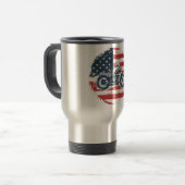 Mug De Voyage Freedom Ride : Moto rétro et drapeau américain (Devant gauche)