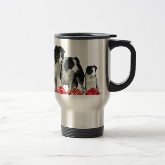 Mug De Voyage Frontière Chiens de Collie avec des ornements roug (Droit)