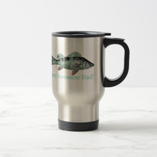 Mug De Voyage Fun Reel Awesome Papa Citation & Poisson Perche co (Droit)