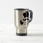 Mug De Voyage Funky Black Mustache Custom Nom du texte Casquette (Devant droit)