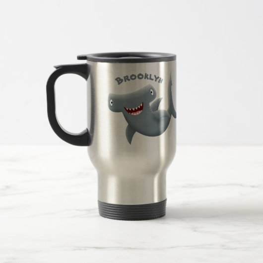 Mug De Voyage Funny cute Hammerhead shark cartoon (Gauche)