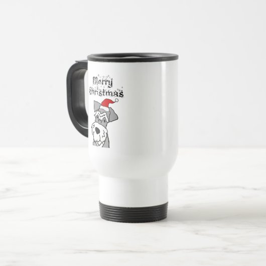 Mug De Voyage Funny Schnauzer Dog Joyeux Noël (Devant gauche)