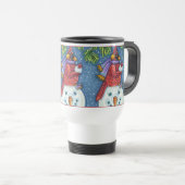 MUG DE VOYAGE GARDE CARDINAL SNOWMAN, CUTE NOËL REDBIRD (Devant droit)