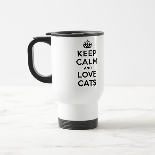 Mug De Voyage Gardez le calme et l'amour chats (Gauche)