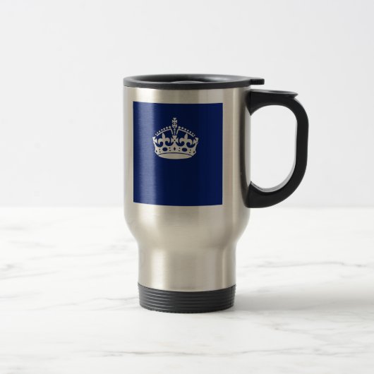 Mug De Voyage Gardez l'icône calme de couronne sur le bleu (Droit)