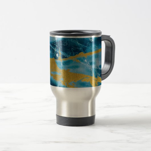Mug De Voyage Géode Agate Gemstone Blue et Gold (Devant droit)