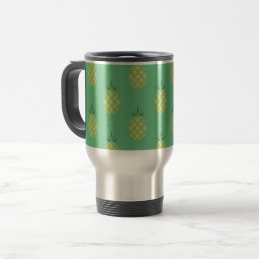 Mug De Voyage Geometric Pineapple Pattern on Green (Devant gauche)