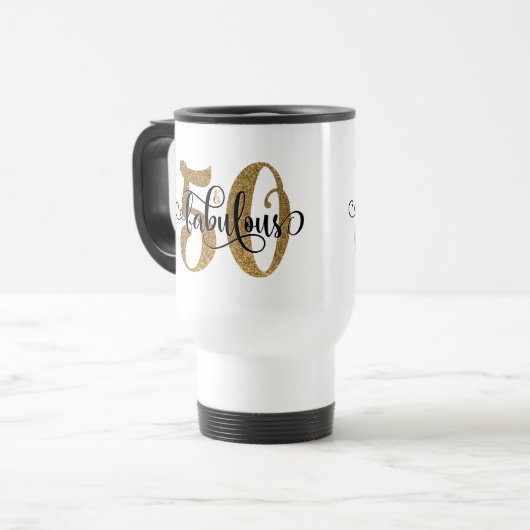 Mug De Voyage Gold Parties scintillant 50 & Fabuleux Anniversair (Devant gauche)