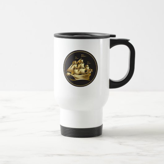 Mug De Voyage Gold Sailboat Nautical (Droite)