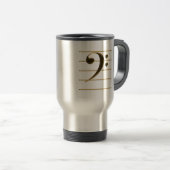 Mug De Voyage Golden Bass Clef Music Note (Devant droit)