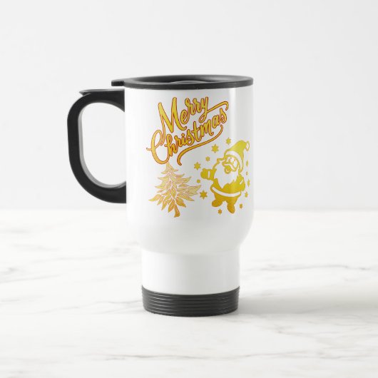 Mug De Voyage Golden Santa & Tree Christmas Design (Gauche)