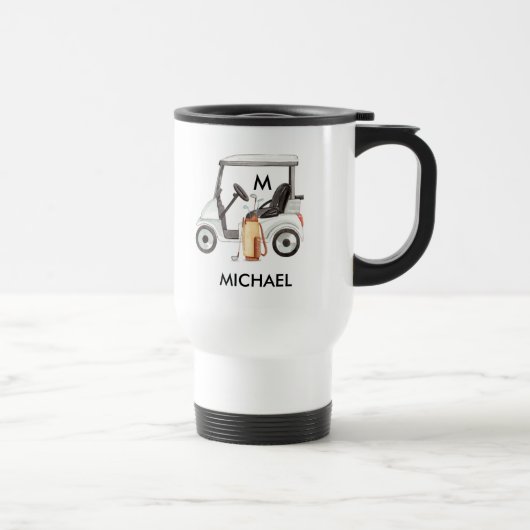 Mug De Voyage Golf personnalisé avec navette de panier (Droite)