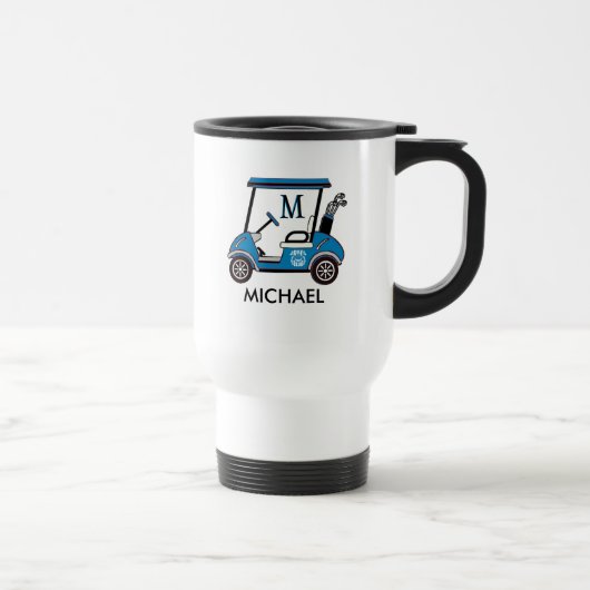 Mug De Voyage Golf personnalisé avec navette de panier (Droite)