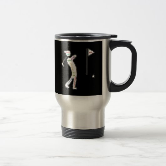 Mug De Voyage Golf, Sport, Motivation Mots (Droit)