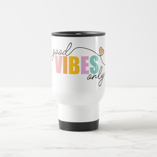 Mug De Voyage Good Vibes seulement Rainbow Heart (Centre)