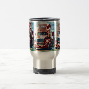 Mug De Voyage Grand camion lourd rouge pour des camionneurs et