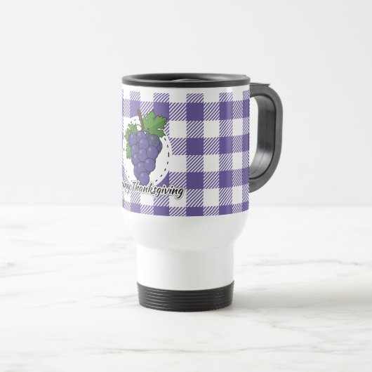 Mug De Voyage Grape on Violet Plaid (Devant droit)