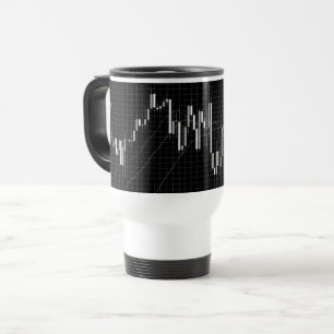 Mug De Voyage Graphique boursier à chandelier Noir Blanc 