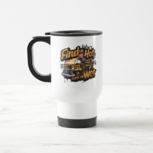 Mug De Voyage Graphique de camion de pompiers vintage au coucher