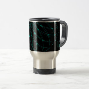 Mug De Voyage Graphique géométrique bleu abstrait Monogramme noi