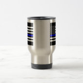 Mug De Voyage Graphique mince de Blue Line sur un drapeau (Centre)