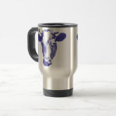 Mug De Voyage Graphisme de vache en pop art violet (Devant gauche)