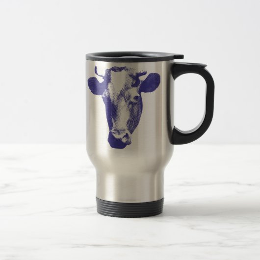 Mug De Voyage Graphisme de vache en pop art violet (Droit)