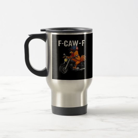 Mug De Voyage Graphisme esthétique classique de poulet F-Caw-F (Gauche)