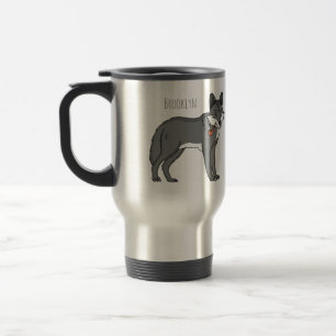 Mug De Voyage Gray wolf with pipe cartoon