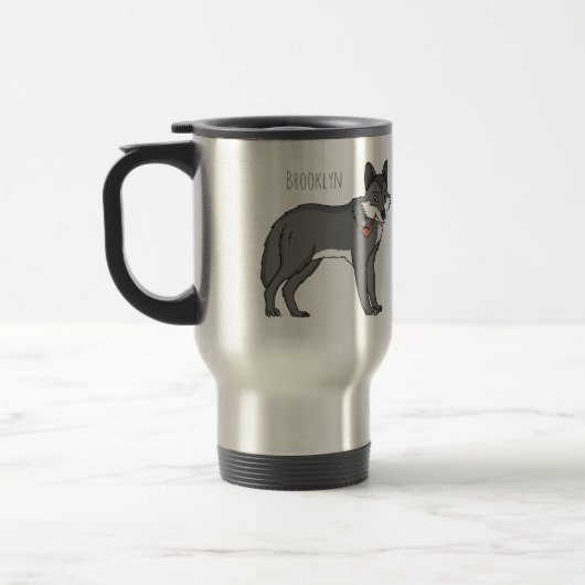 Mug De Voyage Gray wolf with pipe cartoon (Gauche)