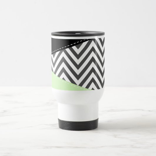 Mug De Voyage Gray Zigzag, Gray Chevron, Zigzag Pattern, Mint (Centre)