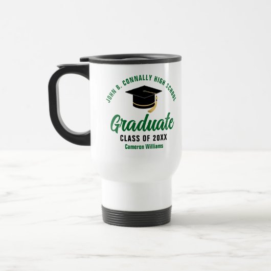 Mug De Voyage Green High School Graduate Custom 2025 Graduation (Gauche)