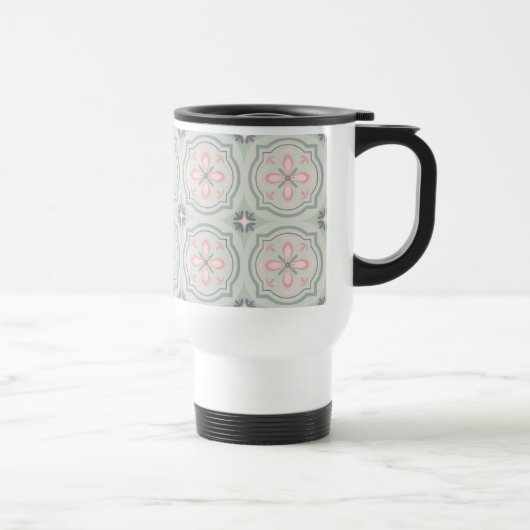 Mug De Voyage Green Pastel Floral Tiles (Droite)
