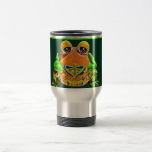 Mug De Voyage Grenouille funky Orange Green Gratuit Nouveautés