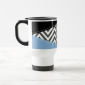 Mug De Voyage Grey Zigzag, Grey Chevron, Bleu, Votre Nom (Gauche)